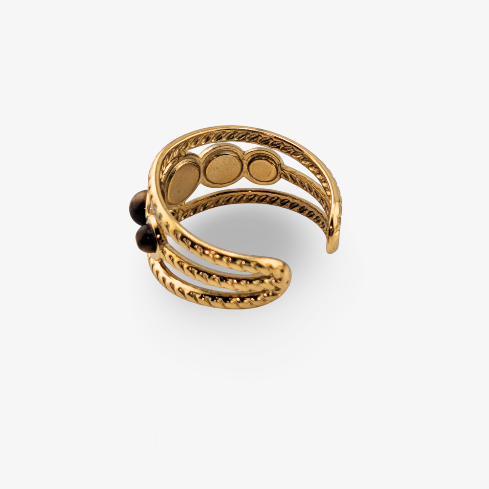 KAELIS • Edelstahl Ring mit Tigerauge, größenverstellbar