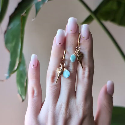 THALASSA ✦ Ohrringe mit Larimar und Muschel