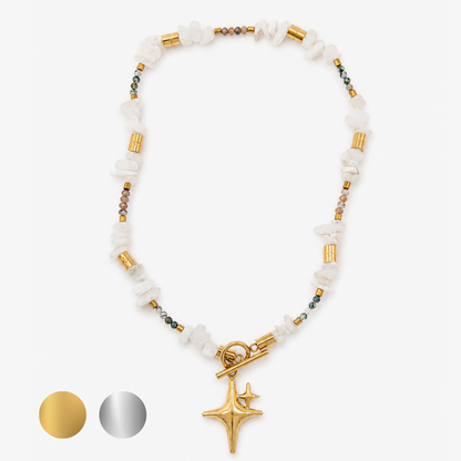 ORANA • Edelstein Kette mit Mondstein & Moosachat