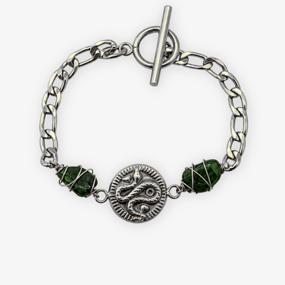 BASILISKA - Armband mit Schlangen-Coin & Diopsid