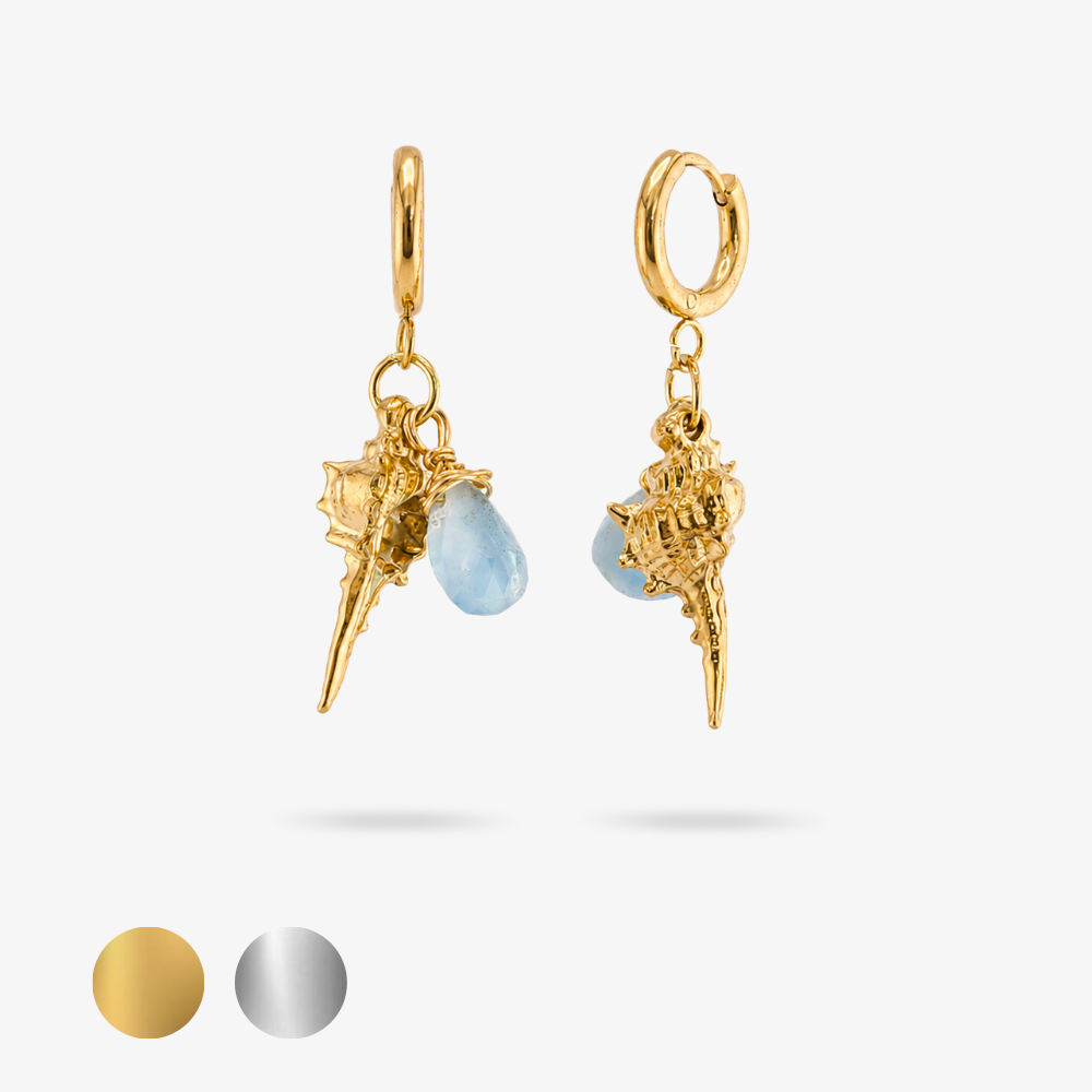 THALASSA ✦ Ohrringe mit Larimar und Muschel
