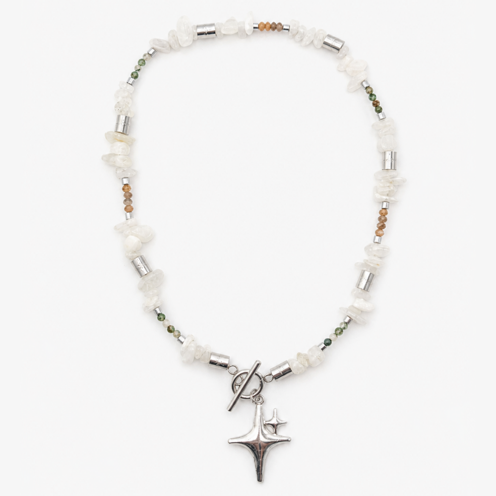 ORANA • Edelstein Kette mit Mondstein & Moosachat