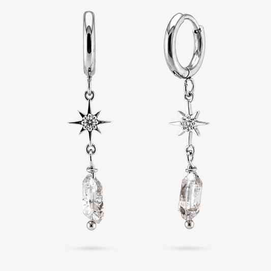 NIVARA • Edelstein Ohrringe mit Herkimer Diamant und Stern