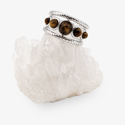 KAELIS • Edelstahl Ring mit Tigerauge, größenverstellbar