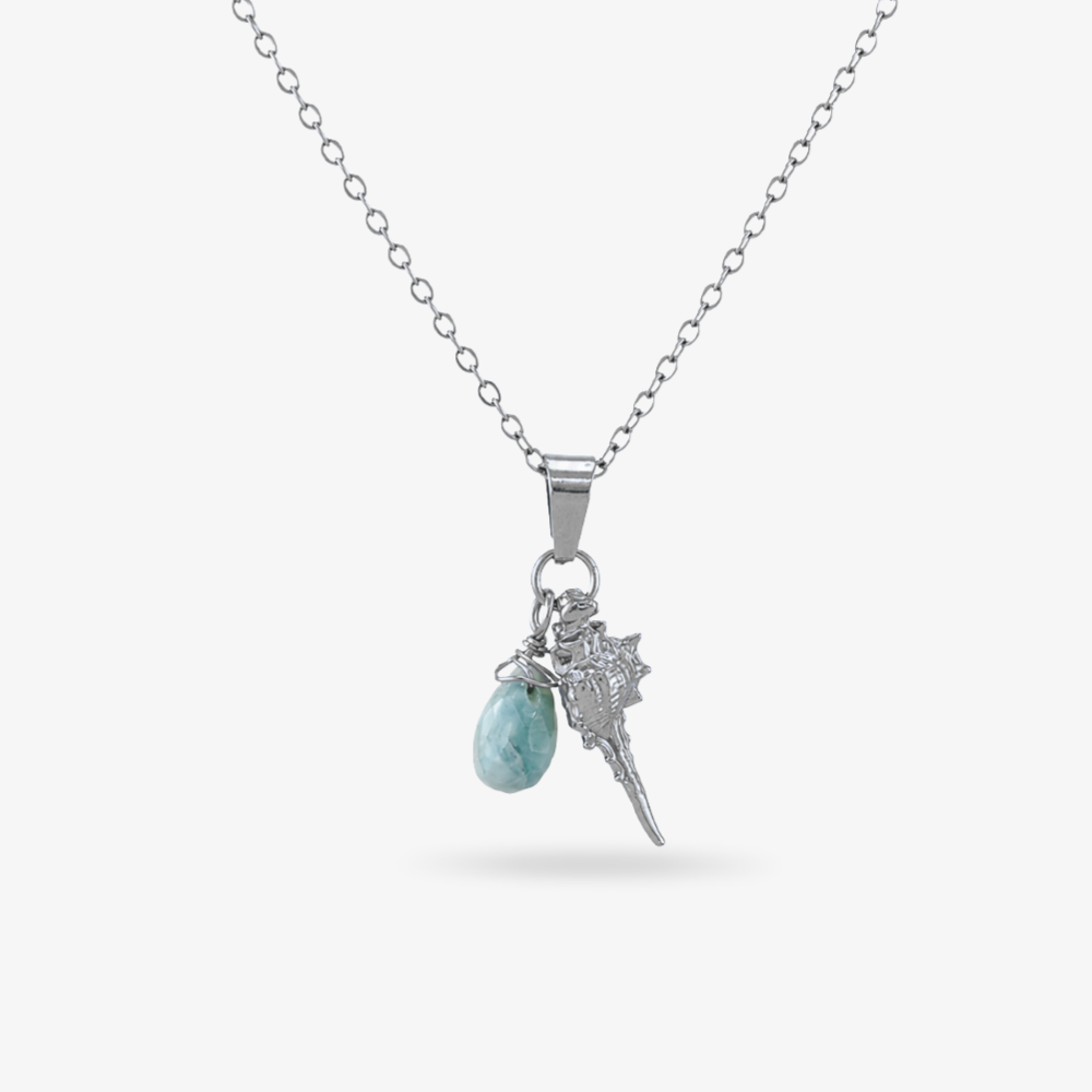 THALASSA ✦ Kette mit Larimar und Muschel