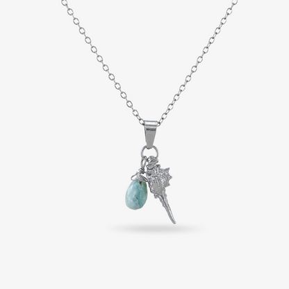 THALASSA ✦ Kette mit Larimar und Muschel