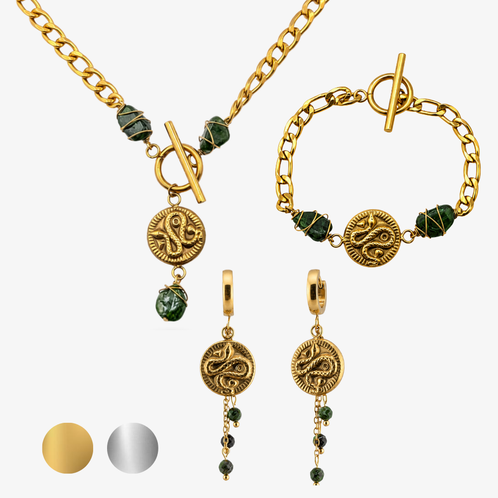 BASILISKA - SET mit Ohrringen, Halskette und Armband